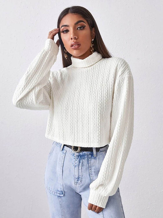 Turtleneck Long Sleeve Top White Trendsi 84dd9024f12d4937a91a7ef4452acedb-Max