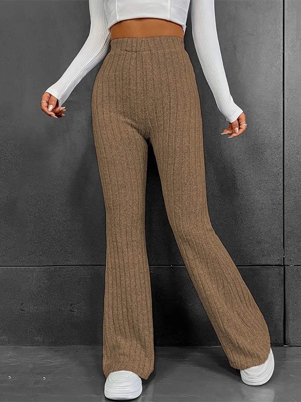 Ribbed High Waist Bootcut Pants Mocha Trendsi 84f2b648-0fc3-42f8-bbde-e4bd69ead701-Max