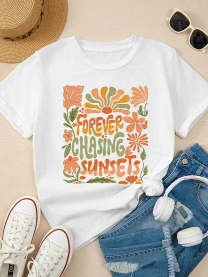 FOREVER CHASING SUNSETS Round Neck T Shirt Trendsi 851169cbd45847e39d873912c67982e4-Max-Origin