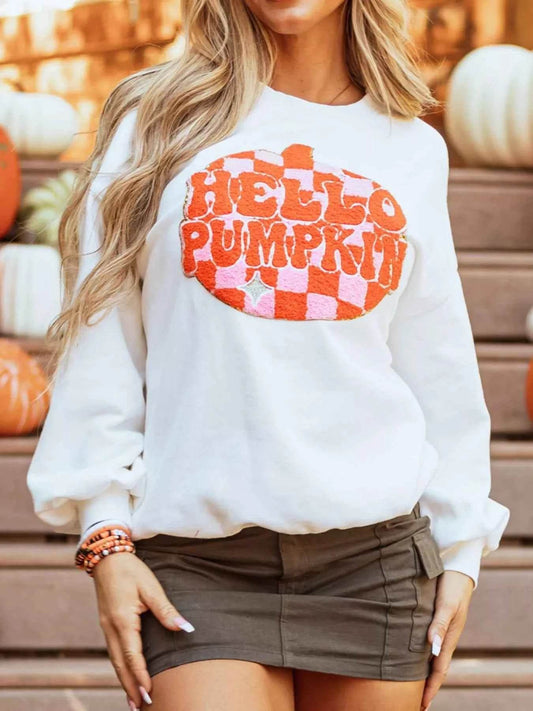 Halloween Pumpkin Patched Pattern Long Sleeve Sweatshirt White Trendsi 8526a4fb-a0d5-45b5-99fc-fd78ac7247bd-Max-Origin