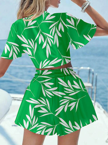 Printed Tie Front Top and Shorts Set Trendsi 853a3ece57a744289a46a16cf074f57f-Max-Origin