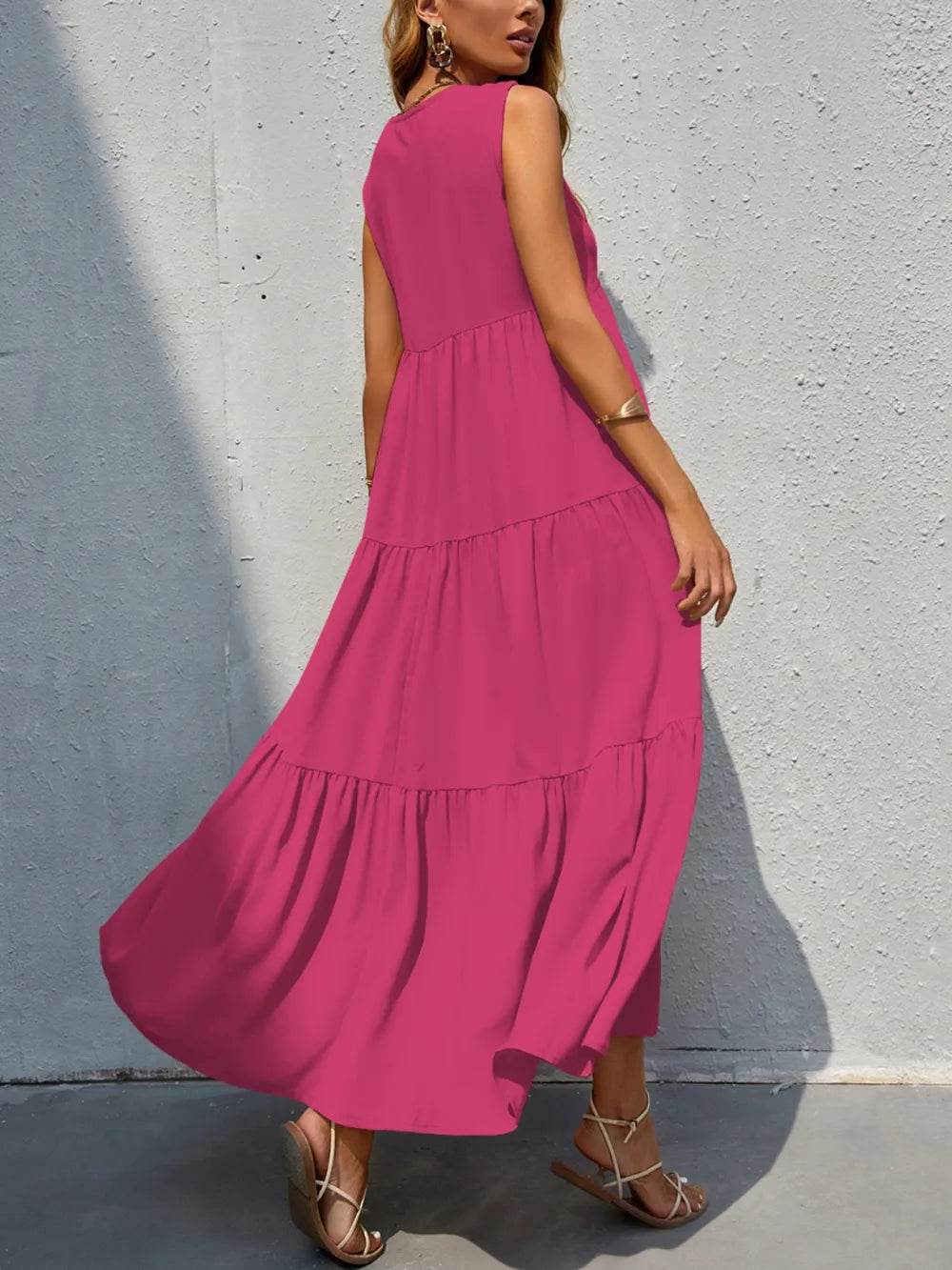FAM-FAM Tiered V-Neck Sleeveless Dress Trendsi 857293cc-8157-4a31-9ea8-57b50380d70a-Max