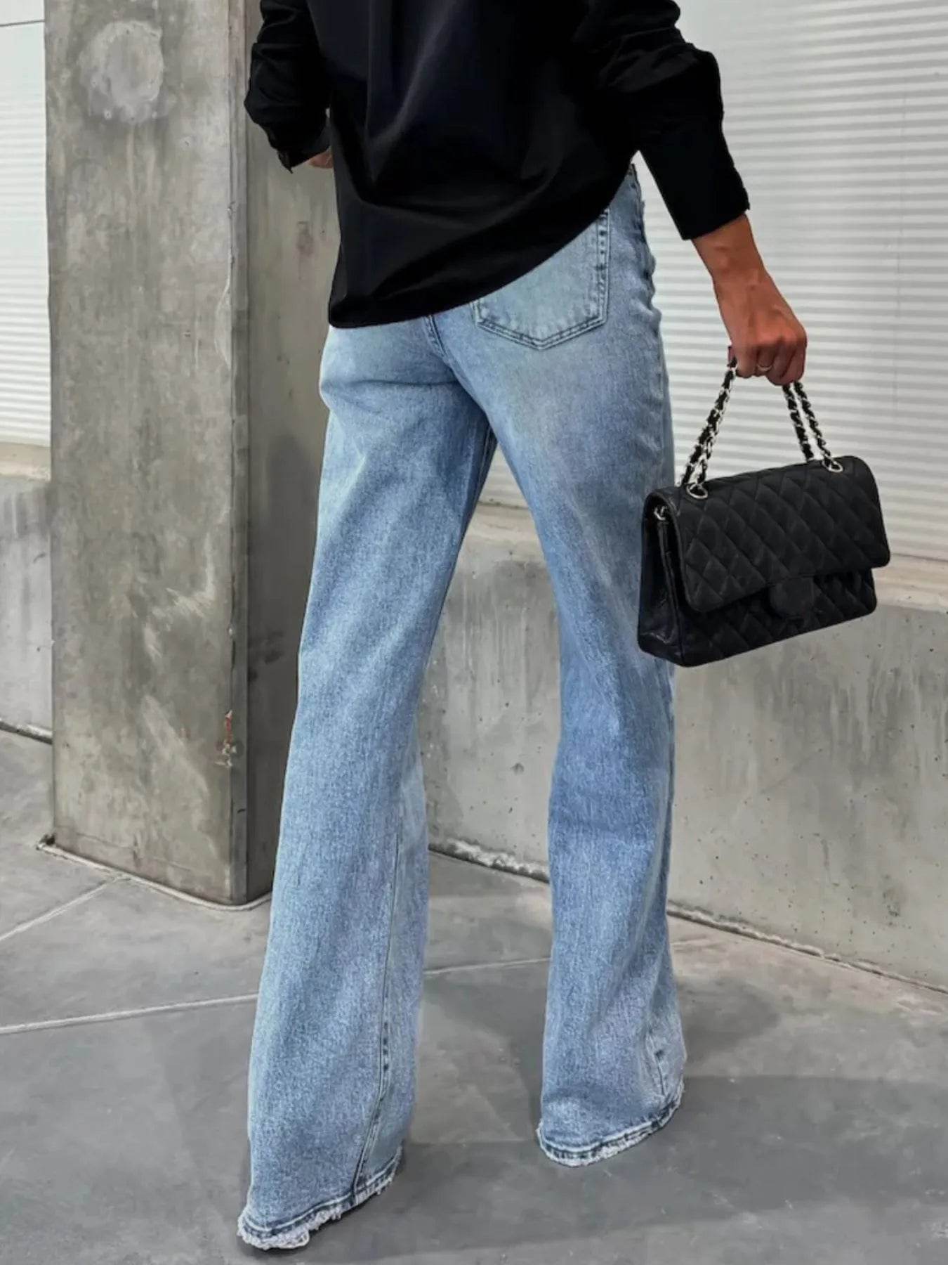 High-Waist Wash Raw Hem Jeans Trendsi 857f5cb5-c82c-467a-a029-7f940b58c5d4-Max-Origin