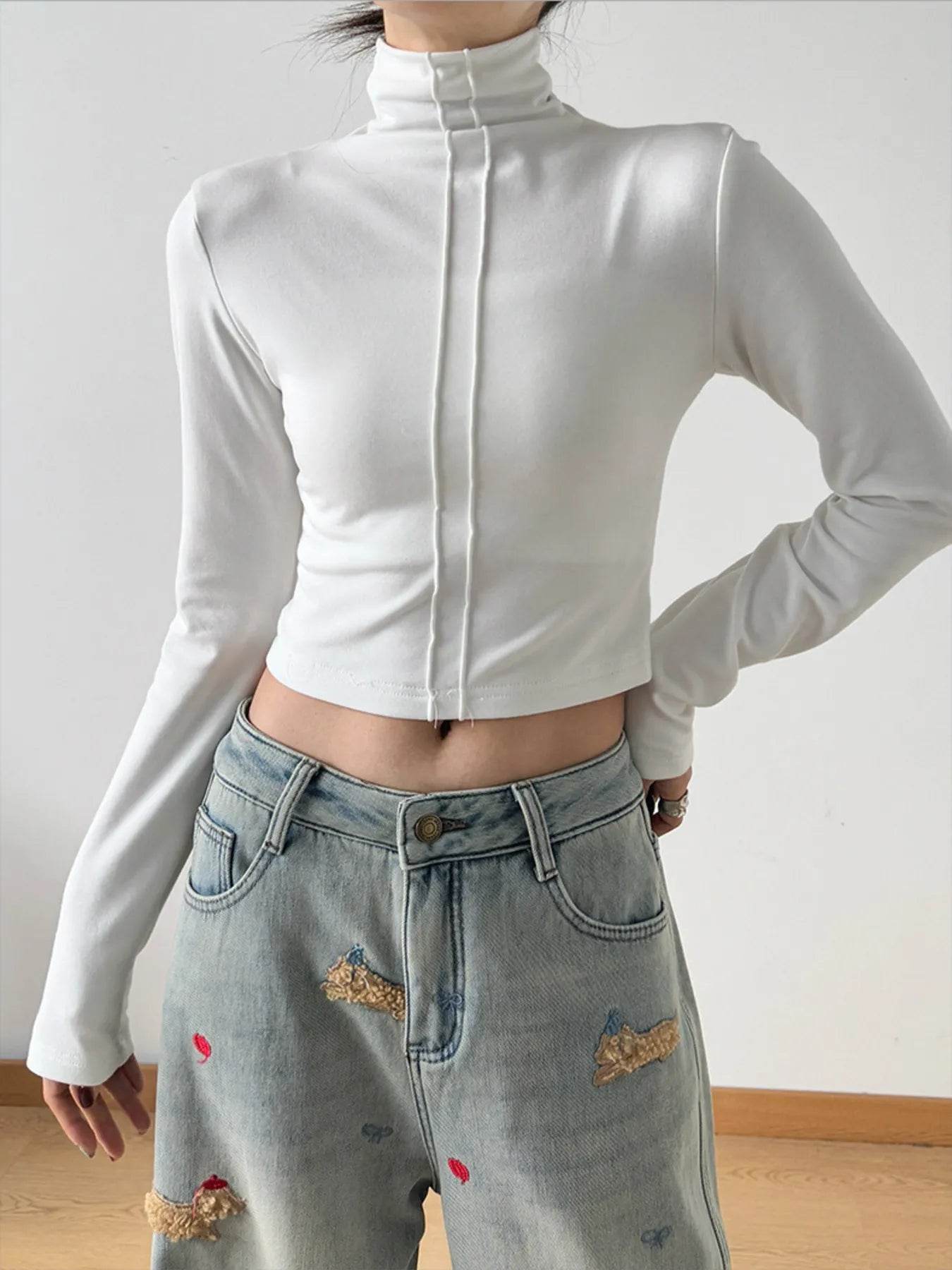 High Neck Long Sleeve Cropped T-Shirt White Trendsi 85aa175106ac40378d5902041a3d46ca-Max-Origin