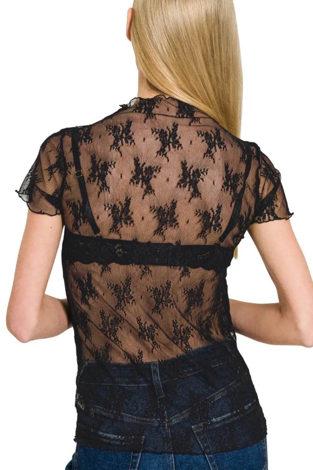 Zenana Lace See-through Layering Short Sleeve Top Trendsi 85c04a08-2ccd-4e3c-80d7-a6e43c0fc350-Max-Origin