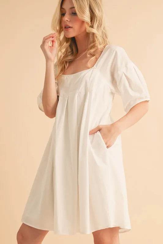 Aemi + Co Square Neck Babydoll Dress with Pockets Trendsi 86421770575e41219c7b592ff58344df-Max-Origin