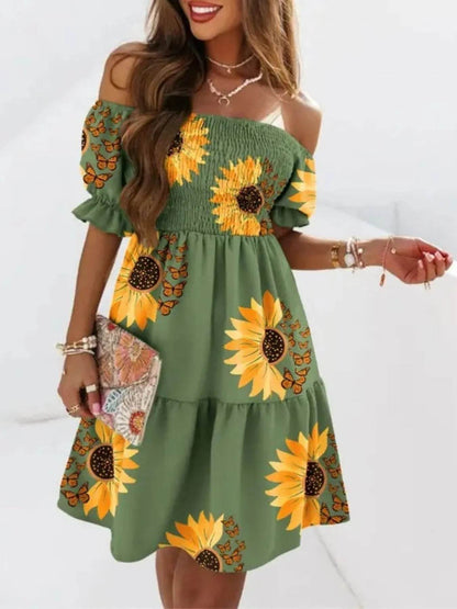 Off Shoulder Smocked Summer Dress Green Chrysanthemum Trendsi 864a4dda-82f6-4b0a-a400-037580e52385-Max-Origin