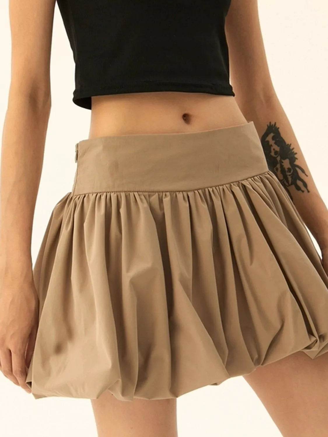 Ruched Bubble Hem Mini Skirt Trendsi 867db19d-aadd-4016-8507-06f27666b828-Max-Origin