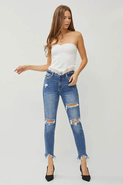 RISEN Distressed Frayed Hem Slim Jeans Trendsi 86a8dc41-8d08-492c-a960-d106bbad5e12-Max