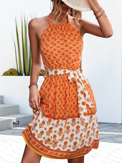 Floral Halter Neck Tie Waist Dress Trendsi 86aef32dec3a4cac8729b36f2a9b672a-Max