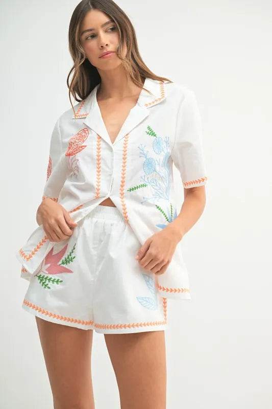 MABLE Embroidered Button Down Shirt and Shorts Set Orange Trendsi 86c6c41bab33452fa6a3f278a4d12283-Max-Origin