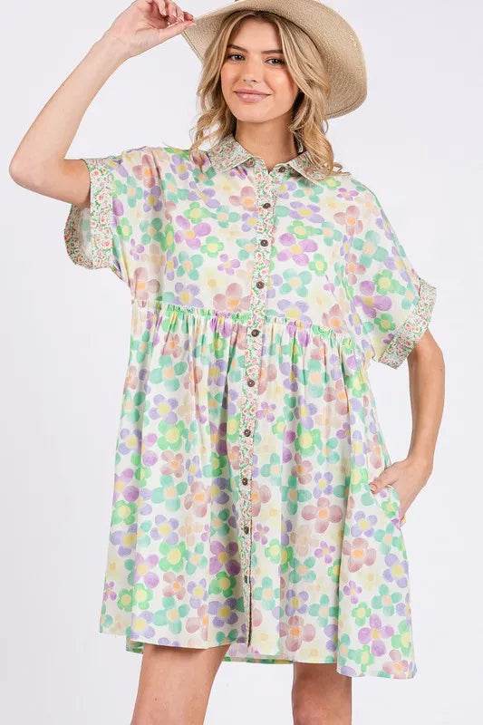 SAGE+FIG Floral Babydoll Short Sleeves Dress Gum Leaf Trendsi 86e8f0be-1009-4402-aa2c-e85eabdc86cd-Max