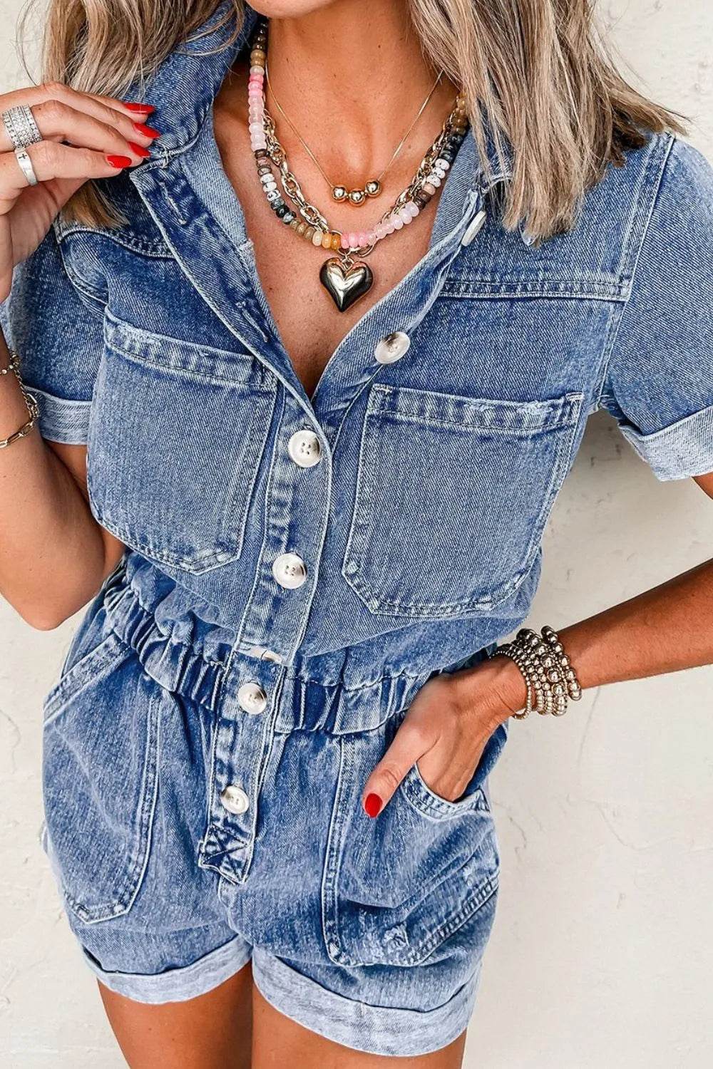Chest Pocket Front Buttoned Folded Edge Denim Short Sleeve Romper Trendsi 875e7555-dc3a-4a23-afa4-b6889d17917e-Max-Origin