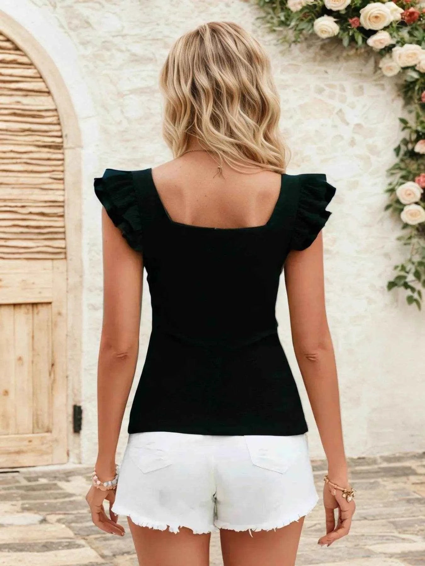 Square Neck Ruffled Cap Sleeve Top Trendsi 876845e1-f87b-46c9-9c36-7a350e4091c3-Max-Origin