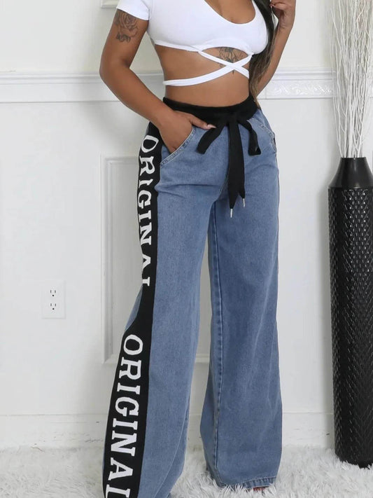High Waist Wide Leg Denim Jeans with Side Letter Print Trendsi 87694b2b-1b31-4835-9b94-02745f2c670d-Max-Origin