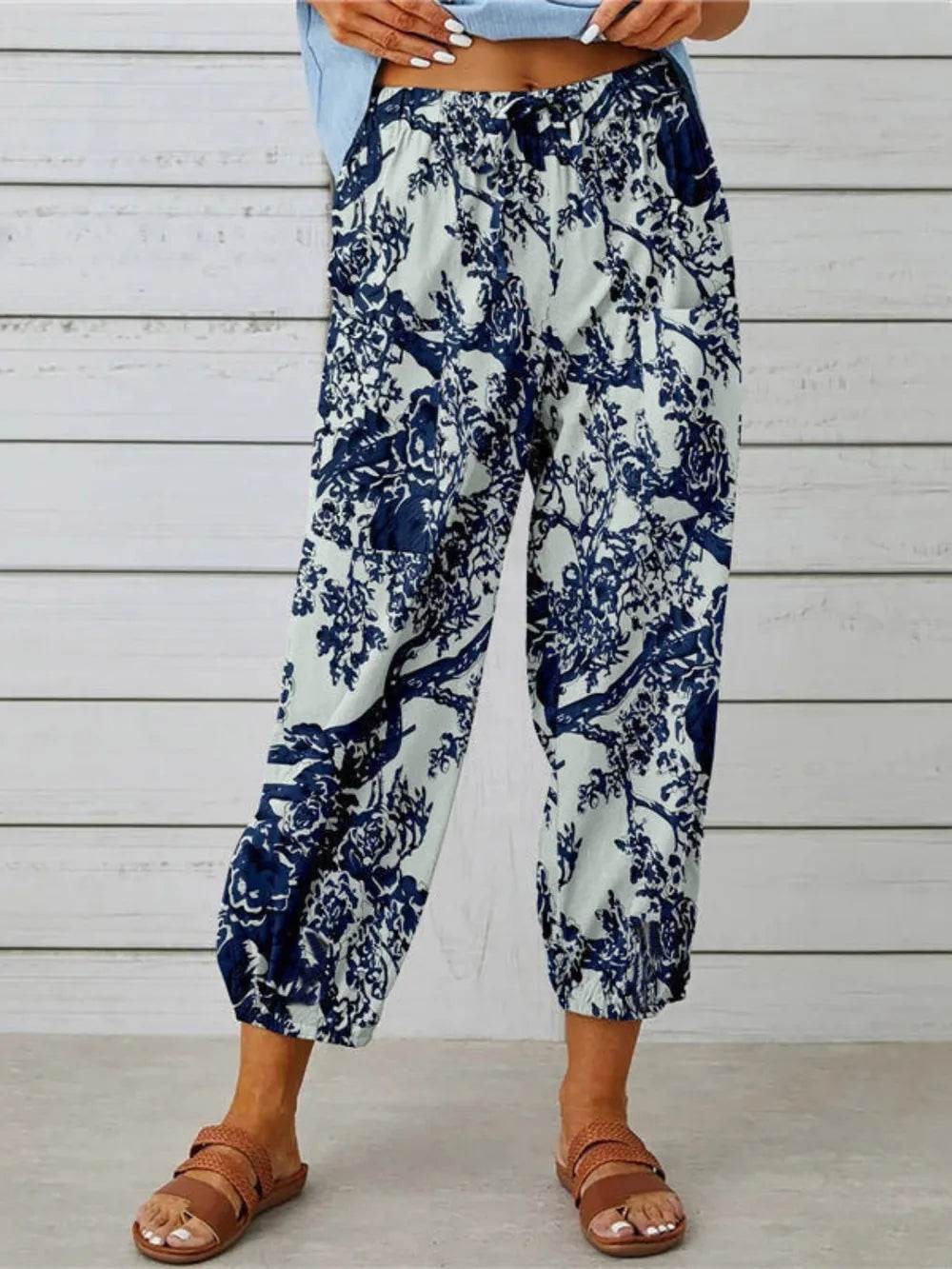 Printed Tied Cropped Pants Dusty Blue Trendsi 877a9e3cb9c94197b3ade69583680ae6-Max
