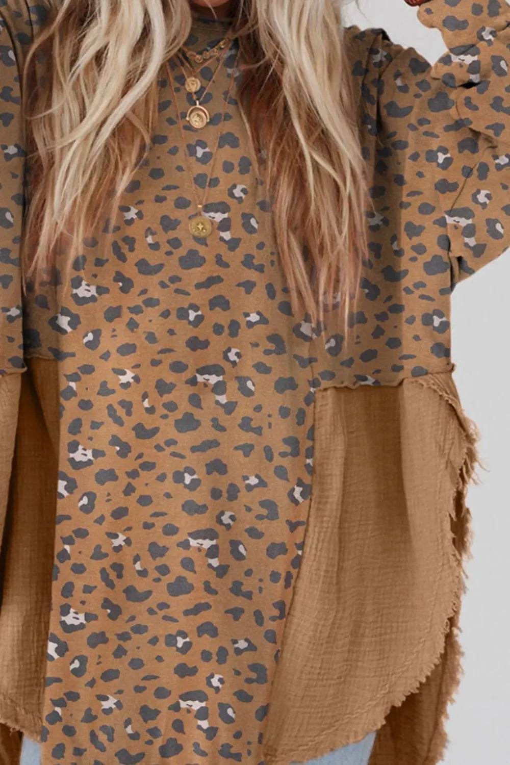 Textured Leopard Dropped Shoulder Blouse Trendsi 879d209f3e0d4e52823a99afca3bcbae-Max