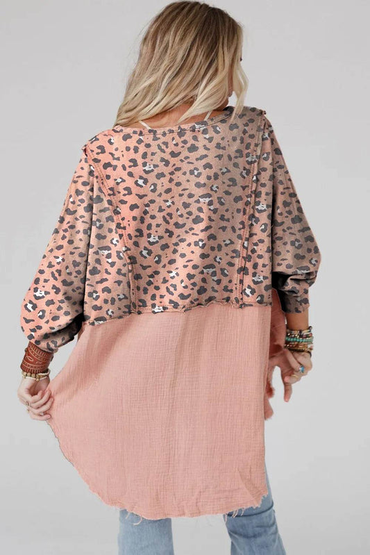 Textured Leopard Dropped Shoulder Blouse Trendsi 87a541c5-4c22-48d4-b366-51ea90175d28-Max