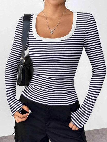 Striped Long Sleeve Scoop Neck T-Shirt Navy Blue Trendsi 87c0e4b1-e929-4089-acba-8836bf1e7d9e-Max-Origin