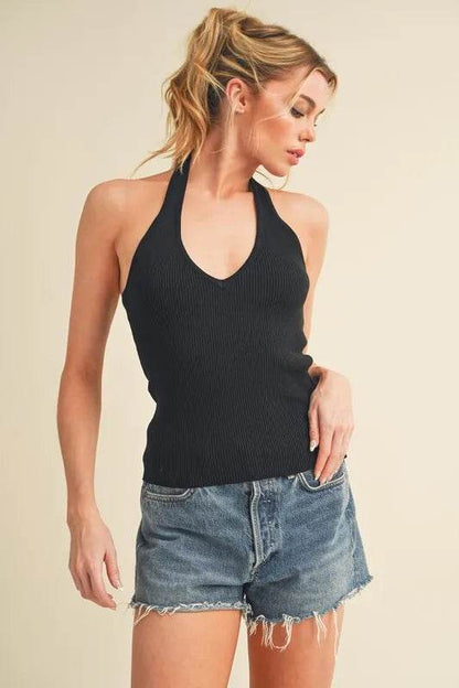 Aemi + Co Ribbed Halter Neck Cami Trendsi 8813a33d-013f-4bf6-bdd5-72da064bf2fb-Max