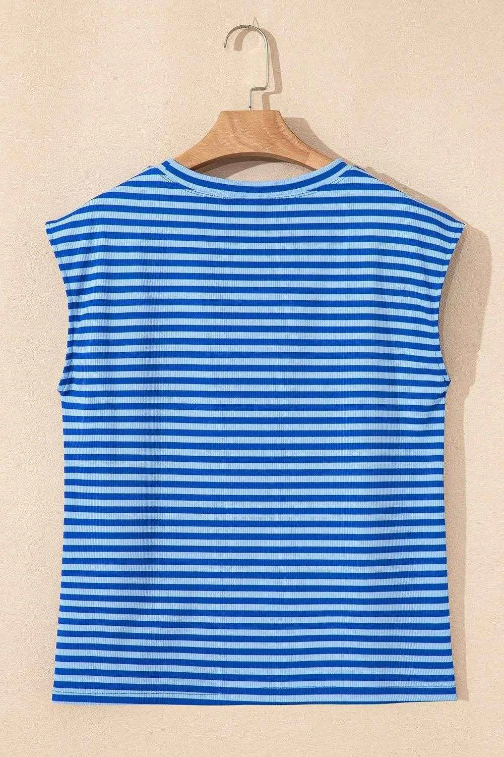 Striped Round Neck Cap Sleeve T-Shirt Trendsi 8813f10f-c4c8-4b69-8cfc-ed10526427ec-Max-Origin