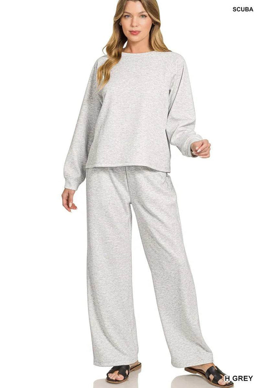 Zenana Scuba Crewneck Sweatshirt and Pants Set H GREY Trendsi 8840df99f820490aa01db05398142d85-Max-Origin