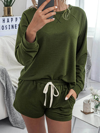 Round Neck Raglan Sleeve Top and Shorts Lounge Set Trendsi 8857913df62c45a8b96fd4f4556f1f95-Max-Origin