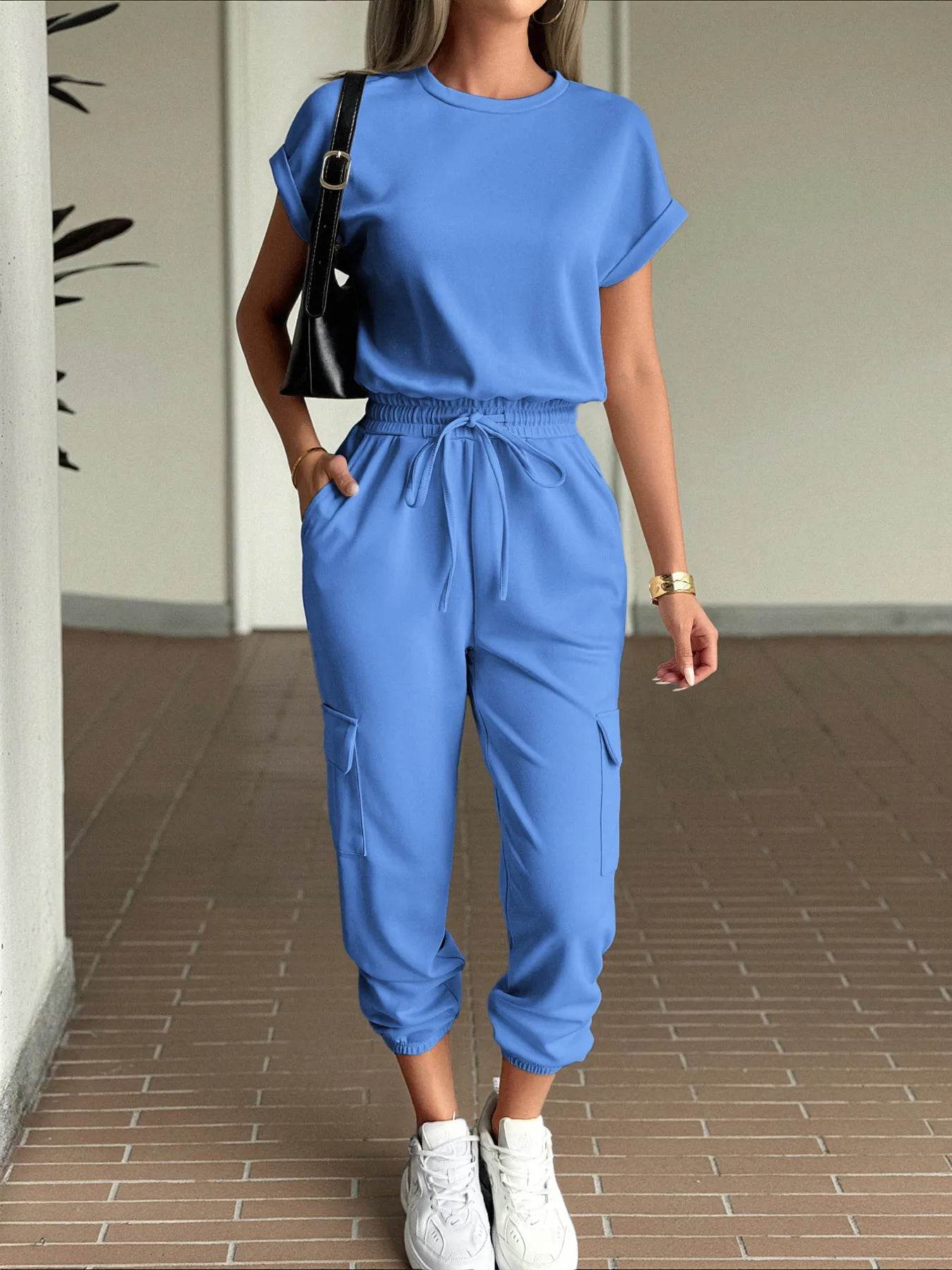 Round Neck Short Sleeve Top and Pants Set Blue Trendsi 8869919968a14d7594b5aa41273609a2-Max-Origin