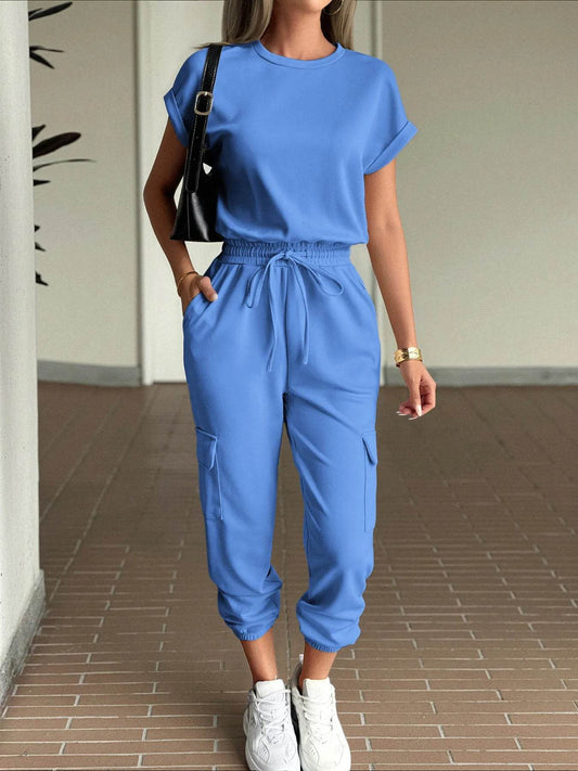 Round Neck Short Sleeve Top and Pants Set Blue Trendsi 8869919968a14d7594b5aa41273609a2-Max-Origin