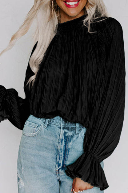 Round Neck Flounce Sleeve Blouse Trendsi 88bcfb909118479fa94a36abd620a95a-Max