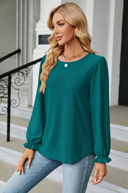 Round Neck Flounce Sleeve Blouse Trendsi 8927eb131a214e138b03a37c4e066c59-Max