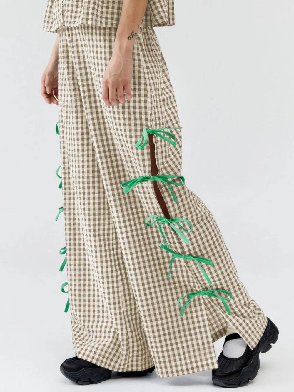 Side Tied Plaid Pants Tan Trendsi 893ce96e-9f3e-4901-9119-85d8782c3e07-Max