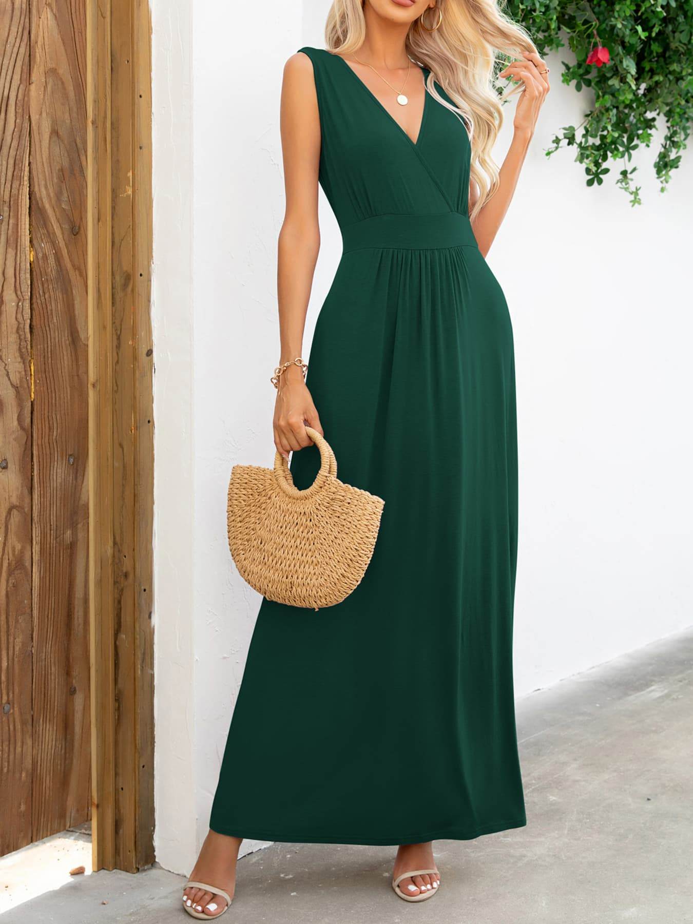 Surplice Neck Sleeveless Maxi Dress Trendsi 893e3ee36b3c4362b49574e6c100376c-Max