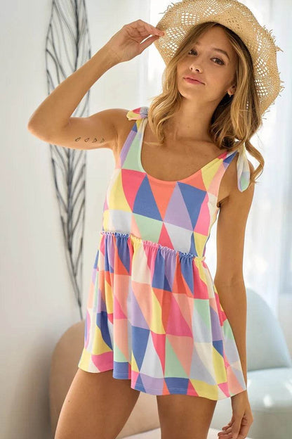 BiBi Multi Color Block Brushed Tied Ribbon Shoulder Top FUCHSIA BLUE Trendsi 894dc027125748fc9cbb46b814546075-Max-Origin