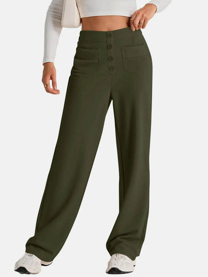 High Waist Wide Leg Pants Army Green Trendsi 8951578a-e536-43a4-848f-401c15b91590-Max