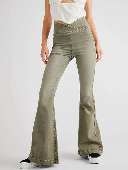 Asymmetric Waist Flare Jeans Moss Trendsi 897a8ca3-819f-471c-81d4-01e66d6432f8-Max