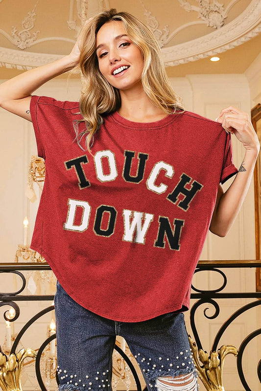 BiBi Touchdown Letter Loose Fit Vintage Washed Top RED BLACK Trendsi 8990f42cefba4e79adc489aec7932775-Max-Origin