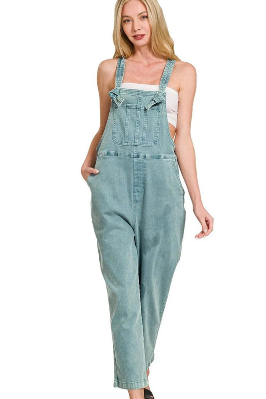 Zenana Washed Knot Strap Relaxed Fit Overalls TEAL Trendsi 89a01a80-f818-4fed-94ff-ccdfbafaacdf-Max-Origin