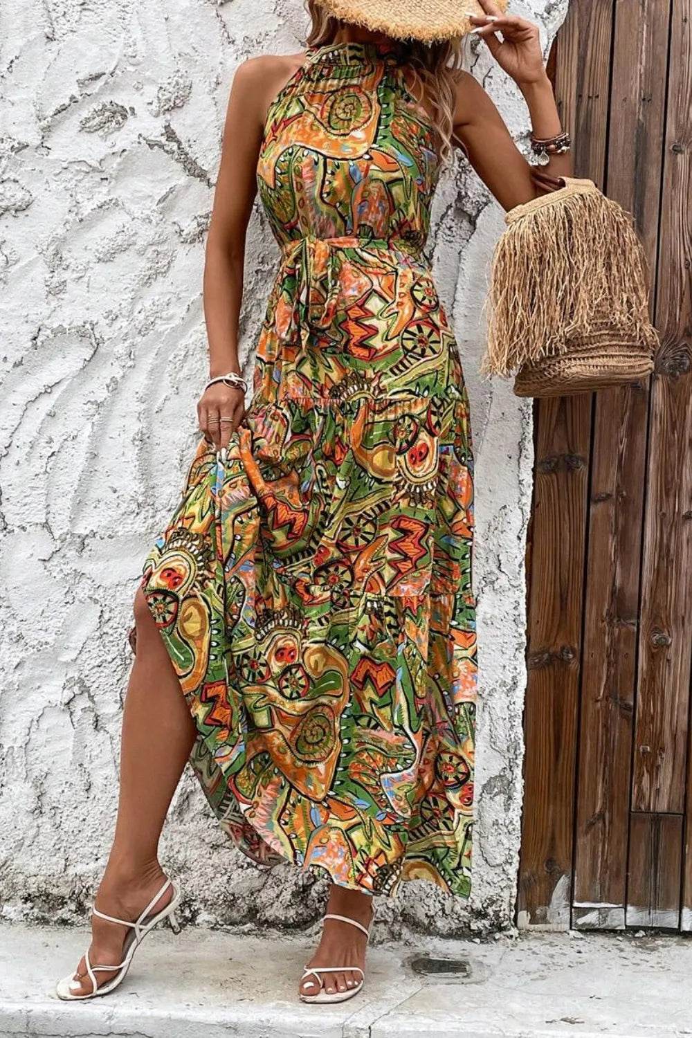 Tied Floral Sleeveless Dress Trendsi 89b123e1-fff2-45c7-85f2-157d37bc728d-Max