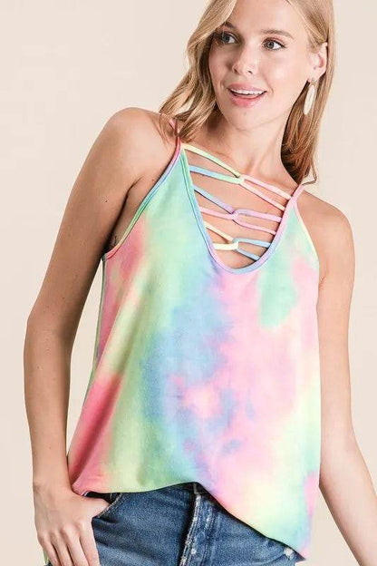 BiBi Tie Dye Terry Caged Neck Knit Camisole Trendsi 89b8f66b17ad457aabd2f6c8315bd251-Max-Origin