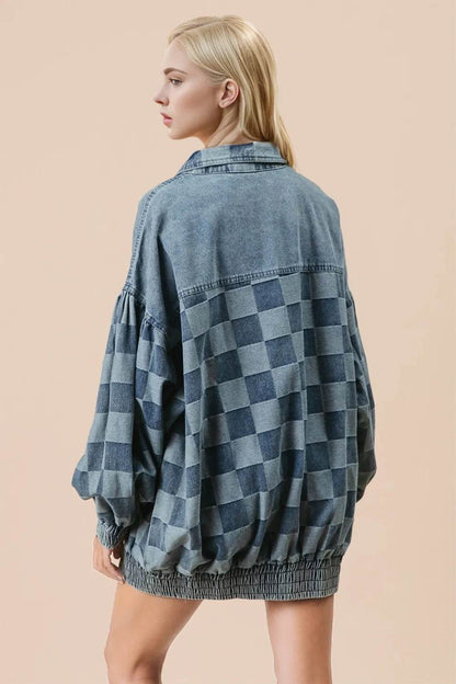 Double Take Checkered Button Up Denim Jacket Trendsi 89c920dd-f3ff-4d89-8188-dbc1e898d516-Max