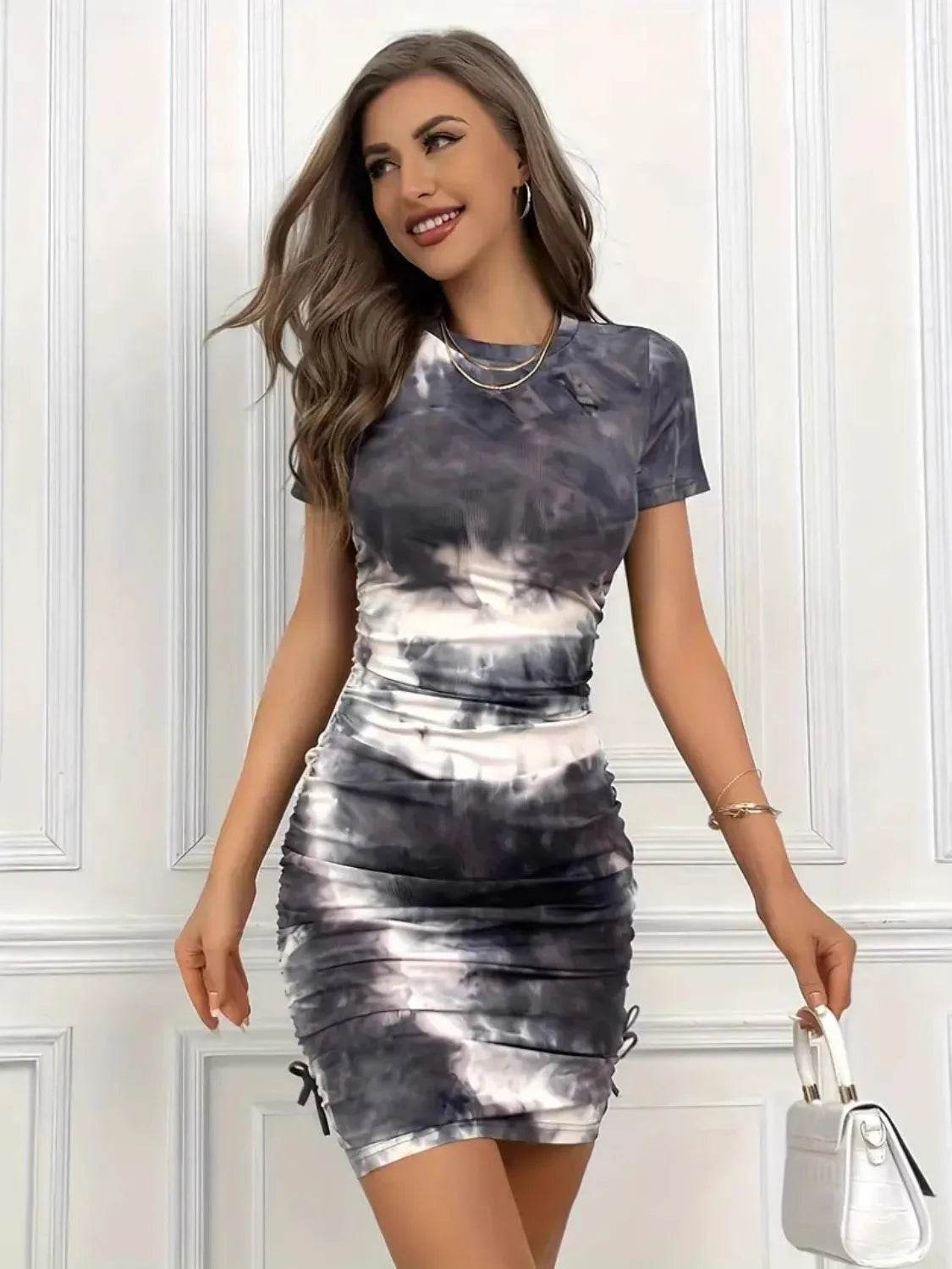 Drawstring Tie-Dye Round Neck Short Sleeve Dress Trendsi 8a0a6197-1c5d-4fdb-8bea-0d55faf1e451-Max-Origin