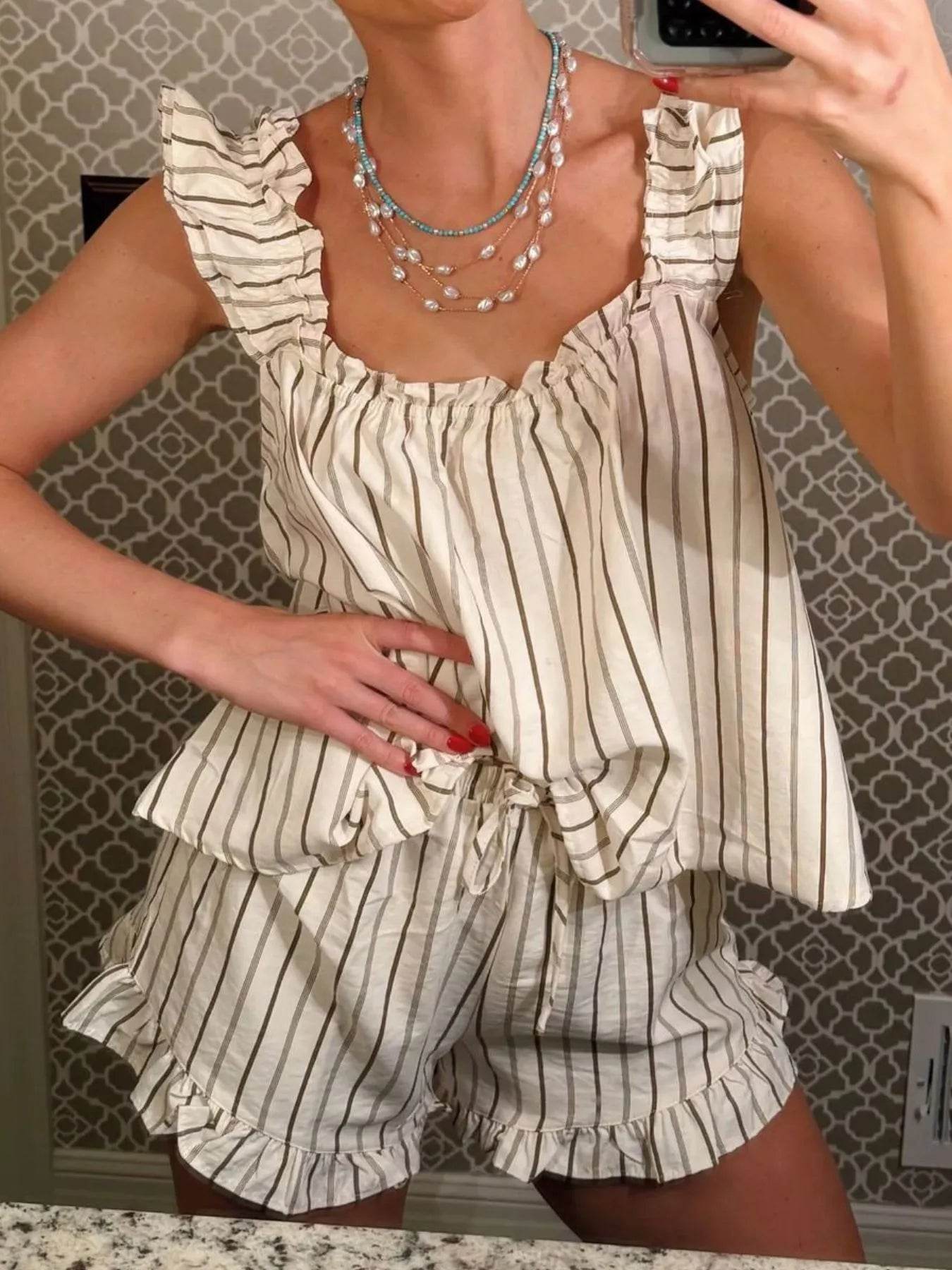 Ruffled Striped Tank and Shorts Set Pastel Yellow Trendsi 8a0ea815-c632-44ba-a78f-924a6744181e-Max-Origin