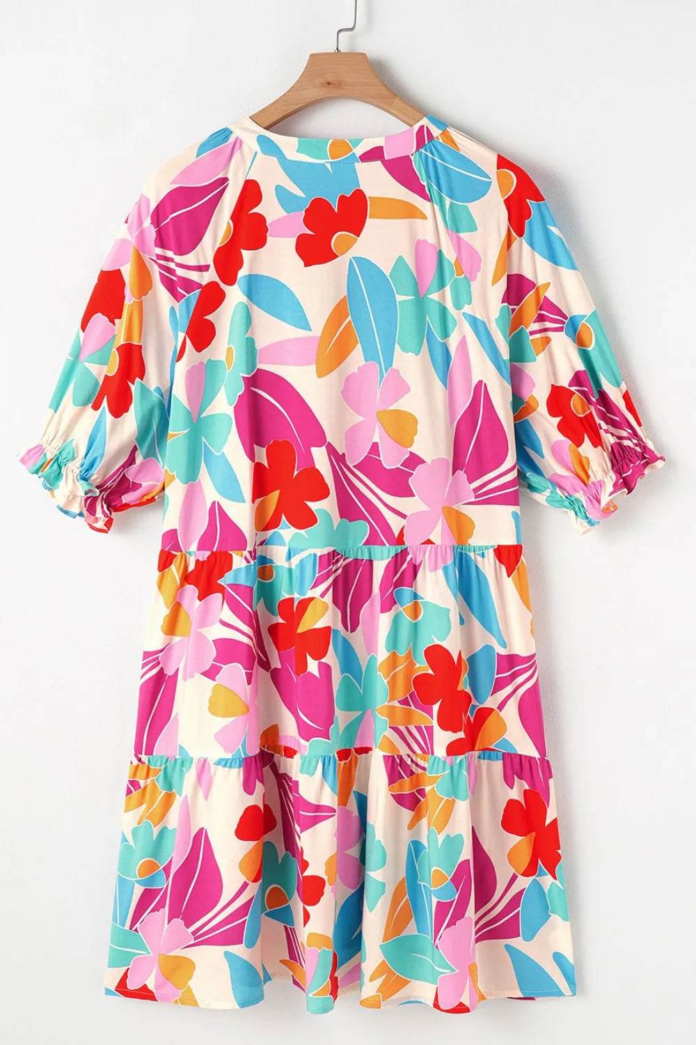 Floral Bubble Sleeve V Neck Tiered Ruffle Babydoll Dress Trendsi 8a260eb5-a1ac-43c5-ba8c-aaa9206c61a2-Max-Origin
