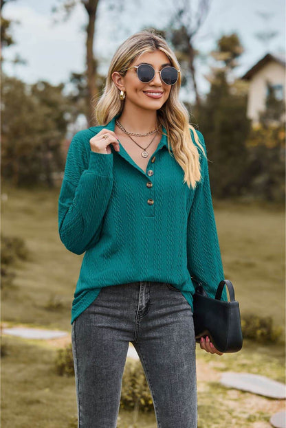 Collared Neck Long Sleeve Blouse Trendsi 8a26cb2c6b28466b89e8d430c5c32d69-Max