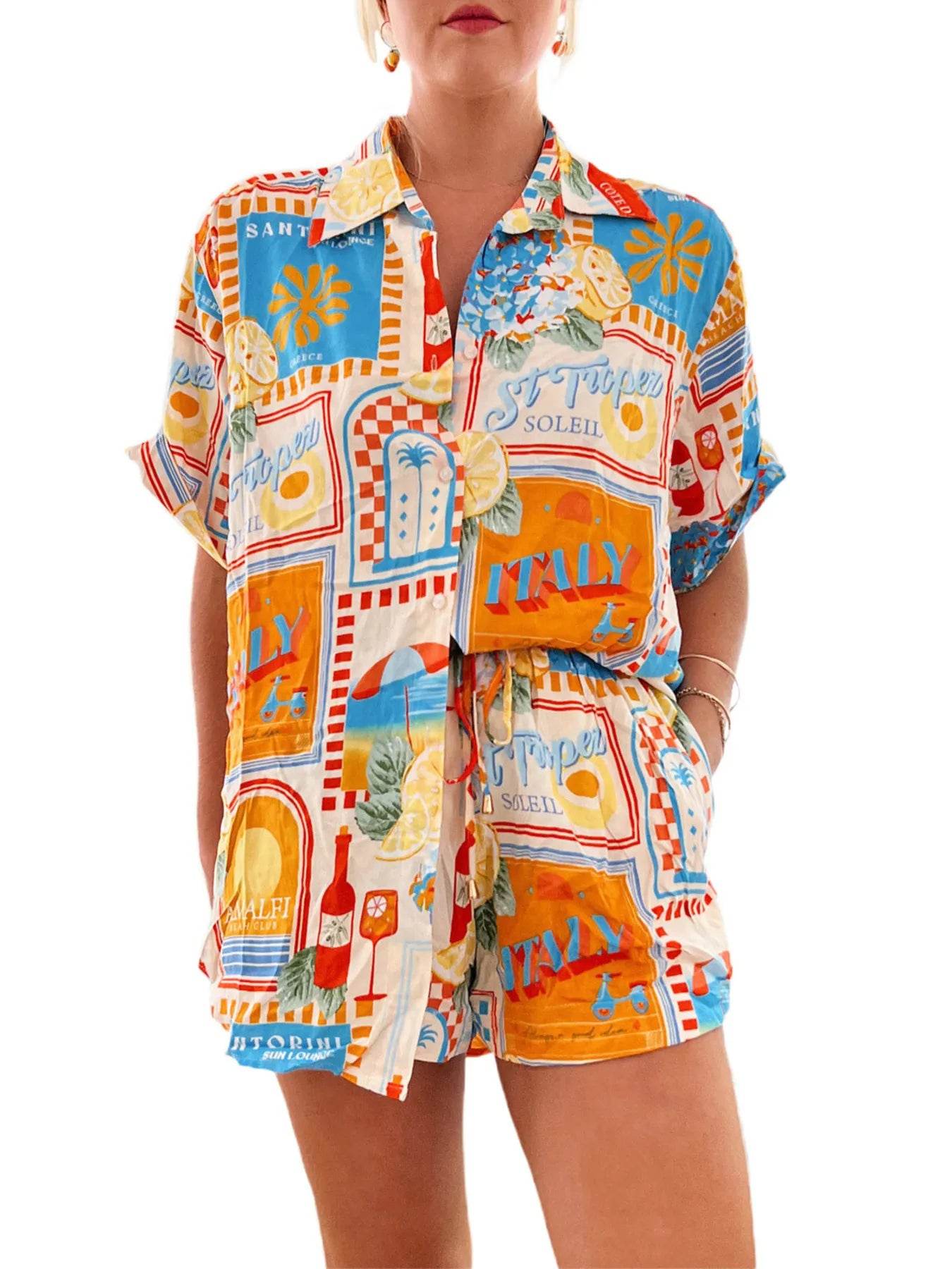 Printed Button Up Shirt and Shorts Set Tangerine Trendsi 8a2a92ed16764e55b623a4ac7b1c5e6f-Max-Origin