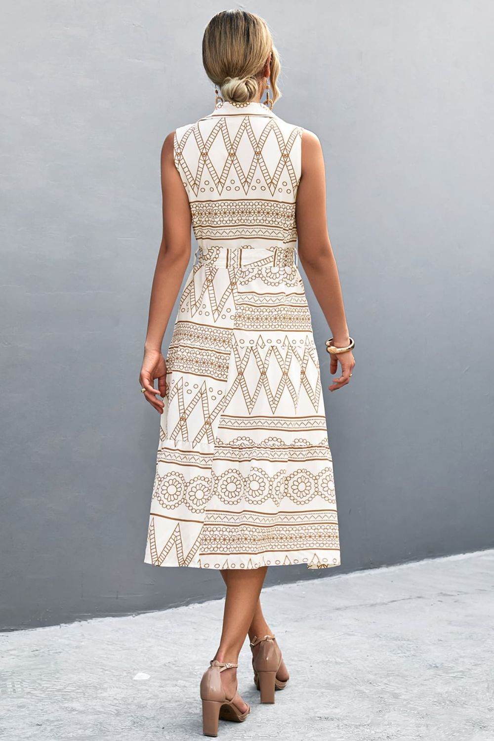 Printed Button Front Tie-Waist Sleeveless Collared Dress Trendsi 8a321ff8b01546faa9fc0e6df1c73192-Max