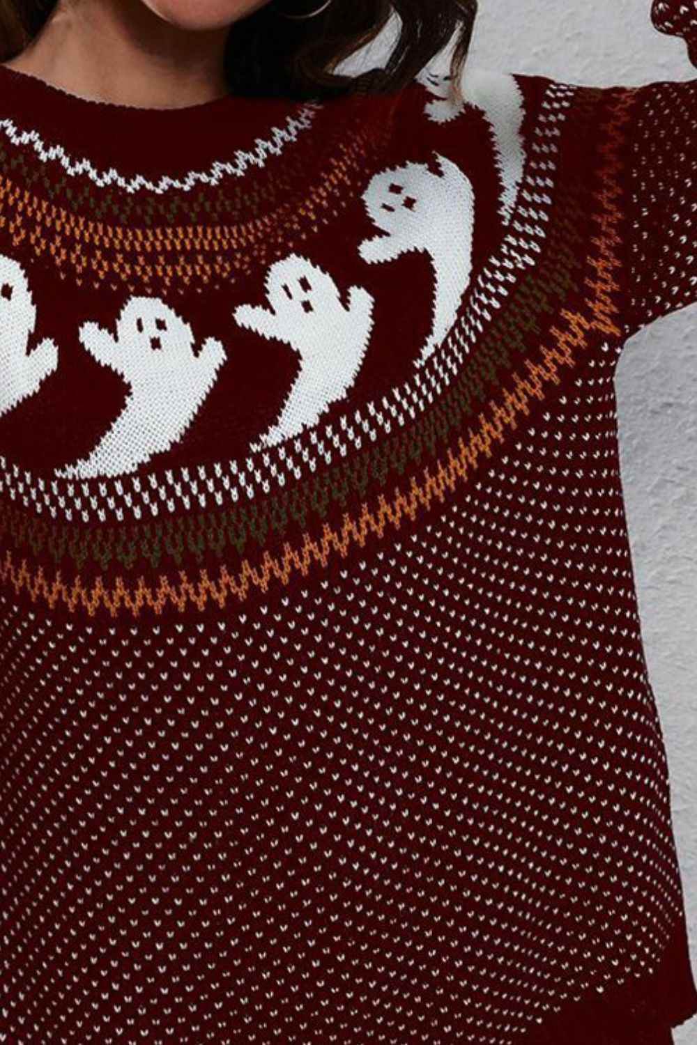 Ghost Pattern Round Neck Long Sleeve Sweater Trendsi 8a78508367ca4483bf114d4f9b1c3243-Max