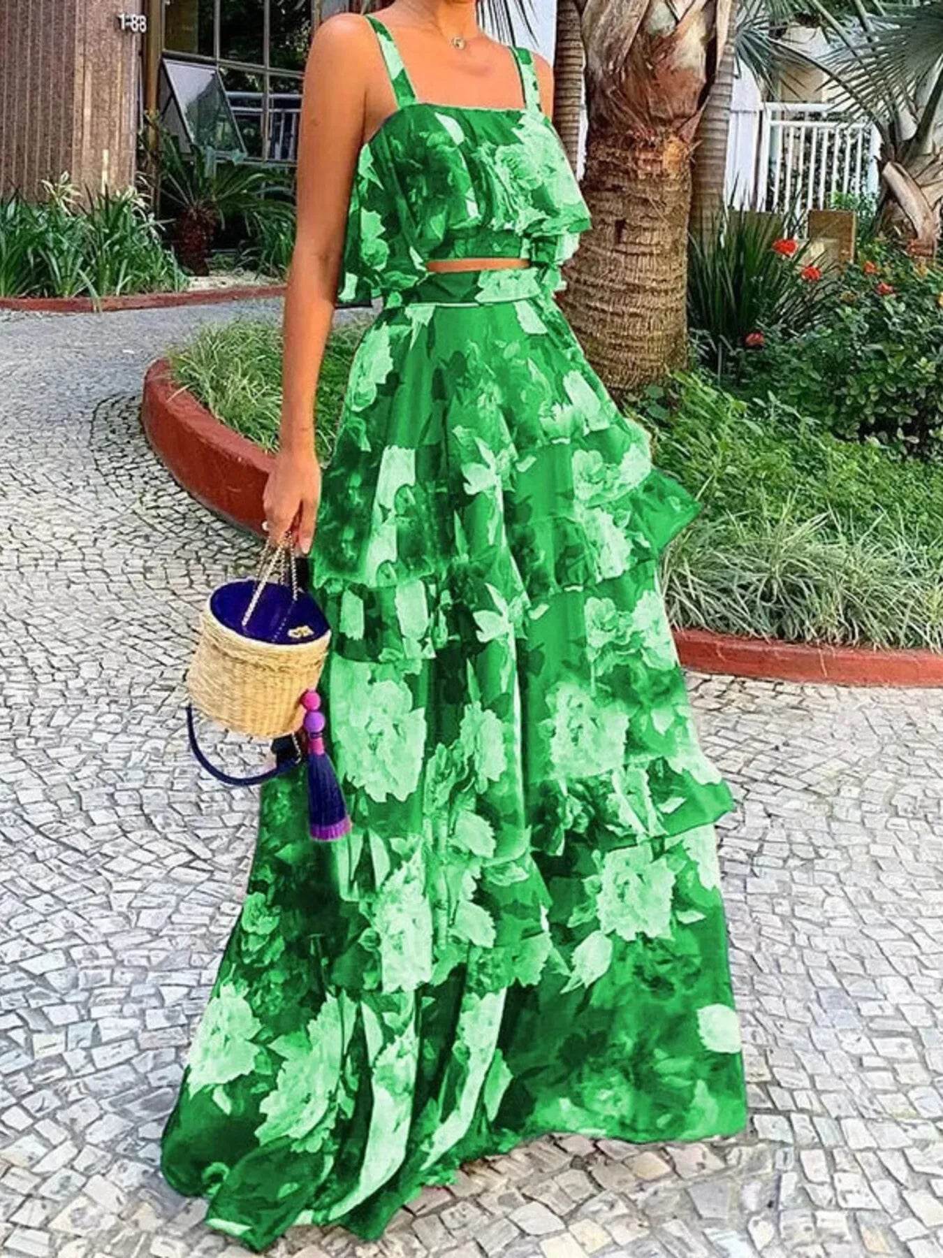 Full Size Floral Cami and Layered Skirt Set Plus Size Green Trendsi 8a96a974a69542c4b031fc137e325ec4-Max-Origin