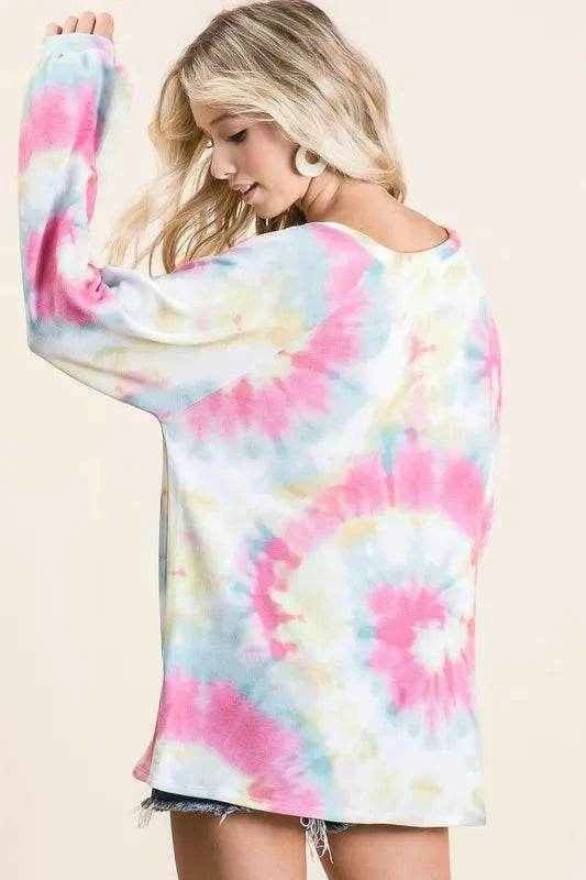 BiBi Tie Dye Print Terry Top With Puff Sleeves Trendsi 8ae959f8f9c64065a10f76cbcf076dbd-Max-Origin